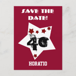 40:e födelsedagen Stars Festive RED WHITE BLACK R4 Meddelande Vykort
