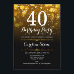 40:e födelsedagen - Svarta vita Guld Inbjudningar<br><div class="desc">40:e födelsedagsinbjudan. VARJE AGE-Elegant är svartvit med faux glitter guld borkeh ljus. Vuxens födelsedag. Har diamanter och skriptteckensnitt. Manar eller kvinnor i inbjudan. Perfekt för en snyggt födelsedagsfest. Berätta om du behöver anpassa dig ytterligare.</div>