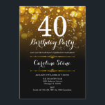 40:e födelsedagen - Svarta vita Guld Inbjudningar<br><div class="desc">40:e födelsedagsinbjudan. VARJE AGE-Elegant är svartvit med faux glitter guld borkeh ljus. Vuxens födelsedag. Har diamanter och skriptteckensnitt. Manar eller kvinnor i inbjudan. Perfekt för en snyggt födelsedagsfest. Berätta om du behöver anpassa dig ytterligare.</div>