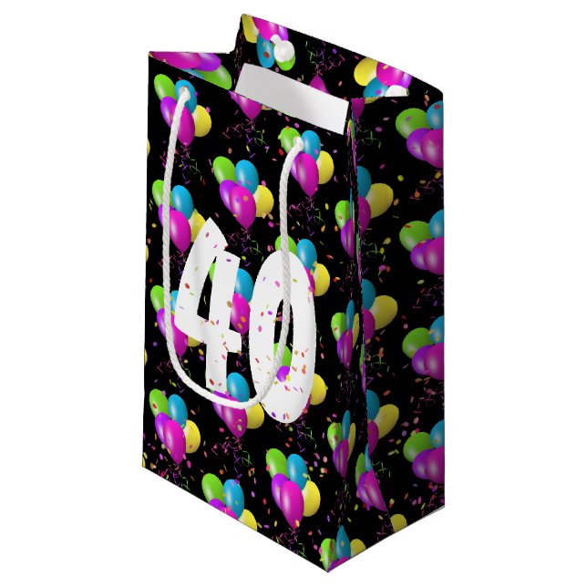40:e födelsedagsballonger med konfetti (Framsidan Vinklad)