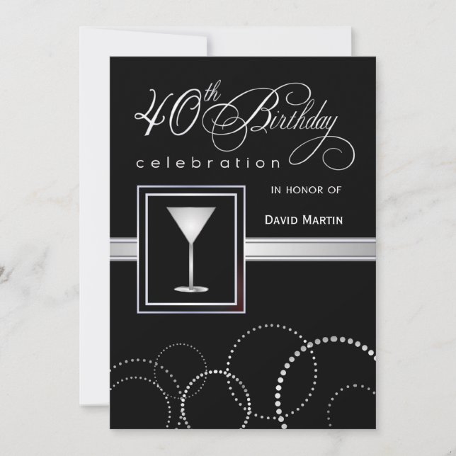 40:e födelsedagsbjudanden - med Monogram Inbjudningar (Framsida)