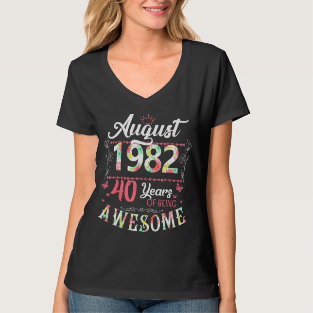 40:e födelsedagsblomman för kvinnor födda i august t shirt (Framsida)