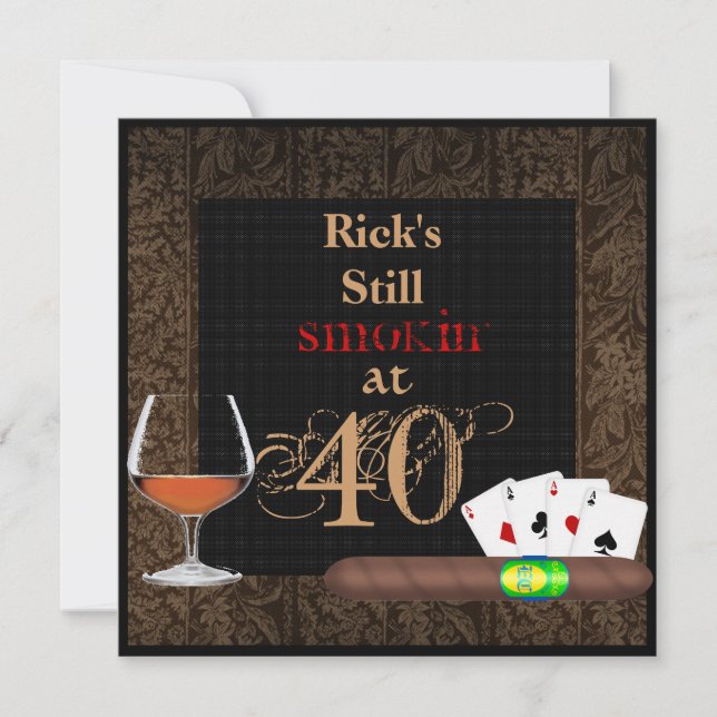 40:e födelsedagscigarrer, Poker BRANDY-INVITATIONE Inbjudningar (Framsida)