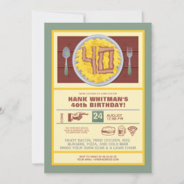 40:e födelsedagsdagen Party Manar lubbig baconägg Inbjudningar