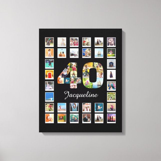 40:e födelsedagsfamiljens fotokollage 47 fotografi canvastryck (Framsida)