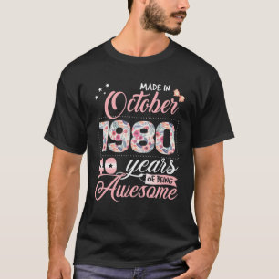 40:e födelsedagsgåva till Blommigt för kvinnor som T Shirt