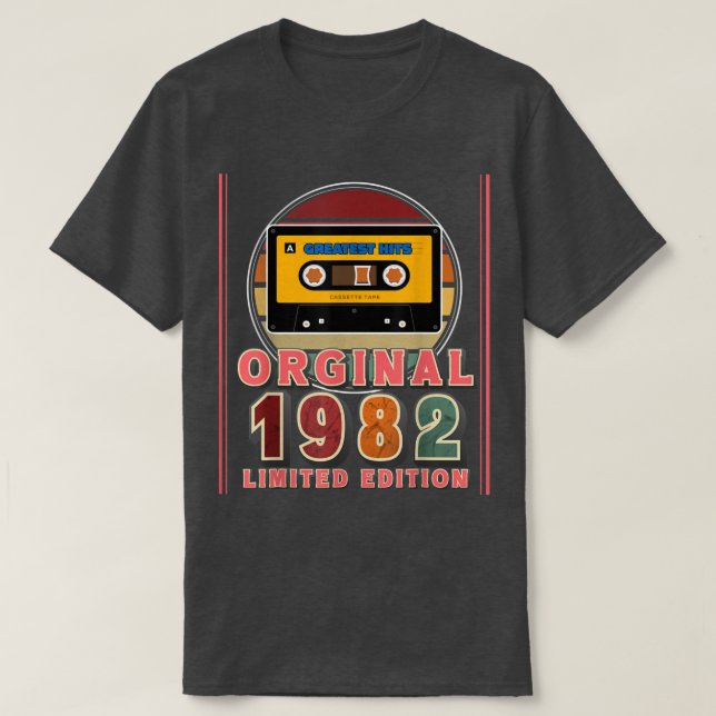 40:e födelsedagsgiftet 1982: Retro Music Cassette T Shirt (Design framsida)