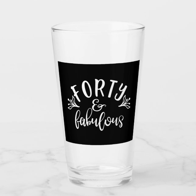 40:e födelsedagsideen 40 och svepande glaskopp (Framsida)