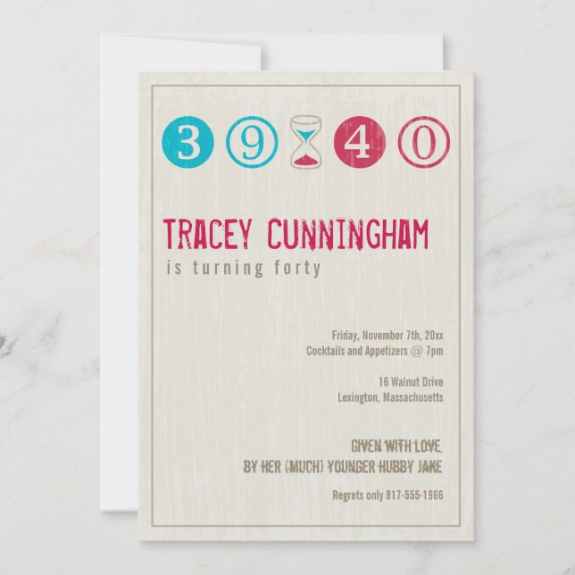 40:e födelsedagsinbjudan - Anpassa Inbjudningar (Framsida)