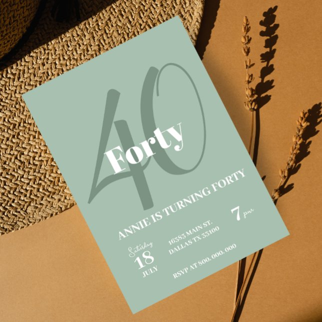 40:e födelsedagsinbjudan Elegant Party Modern Inbjudningar (Skapare uppladdad)