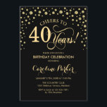 40:e födelsedagsinbjudan - Guld Black Inbjudningar<br><div class="desc">40:e födelsedagsinbjudan. Utformning av eleganten med faux glitter guld och svart. Skål till 40 år! Berätta om du behöver anpassa dig ytterligare.</div>