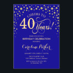 40:e födelsedagsinbjudan - Guld Royal Blue Inbjudningar<br><div class="desc">40:e födelsedagsinbjudan. Elegantens utformning med faux glitter guld och royal blue. Skål till 40 år! Berätta om du behöver anpassa dig ytterligare.</div>
