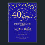 40:e födelsedagsinbjudan - Guld Royal Blue Inbjudningar<br><div class="desc">40:e födelsedagsinbjudan. Elegantens utformning med faux glitter guld och royal blue. Skål till 40 år! Berätta om du behöver anpassa dig ytterligare.</div>