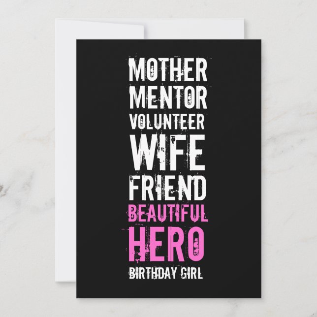 40:e födelsedagsinbjudan - Mamma Volunteer Hero Inbjudningar (Framsida)