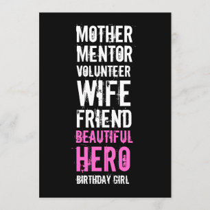 40:e födelsedagsinbjudan - Mamma Volunteer Hero Inbjudningar