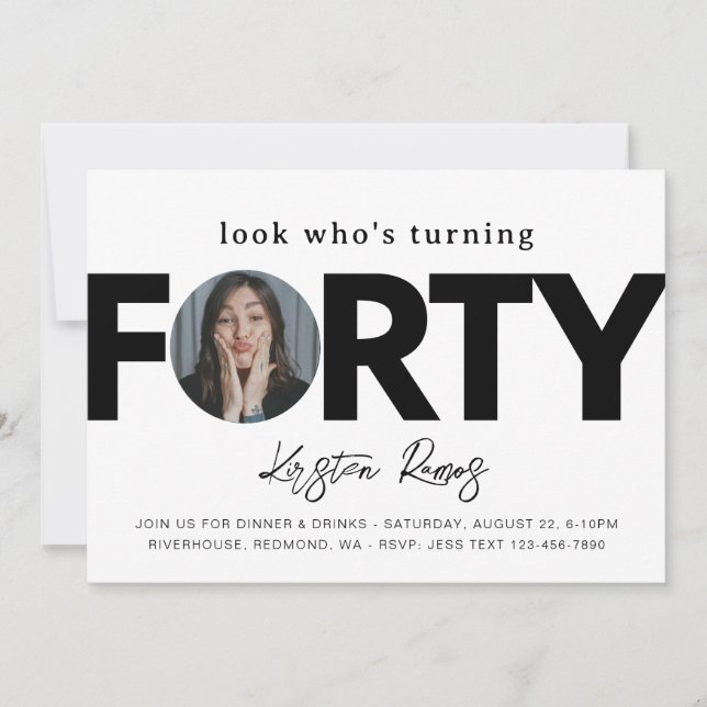 40:e födelsedagsinbjudan | Minimalistisk fyrtionde Inbjudningar (Framsida)