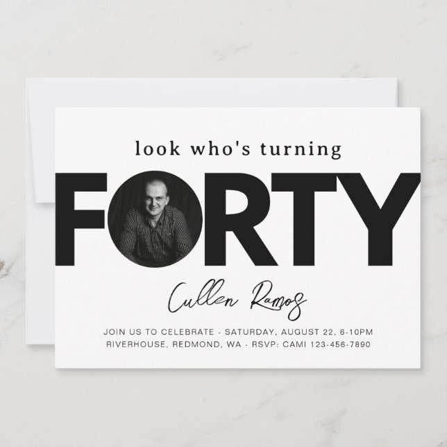 40:e födelsedagsinbjudan | Minimalistisk fyrtionde Inbjudningar (Framsida)
