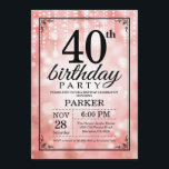 40:e födelsedagsinbjudan Rosa Glitter Inbjudningar<br><div class="desc">40:e födelsedagsinbjudan med Rosa String Ljus med Rosa Glitter bakgrund. Rosa Birthday. Vuxen födelsedag. Manar eller Women Bday Inbjudan. 13:e 15:e 16:e 18:e 20:e 30:e 40:e 60:e 70:e 80:e 90:e 100:e, oavsett ålder. Om du vill göra ytterligare anpassningar klickar du på knappen Anpassa och användor verktygen som är utformat för...</div>