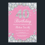 40:e födelsedagsinbjudan: Rosa och Silver Diamond Inbjudningar<br><div class="desc">40:e födelsedagsinbjudan. Rosa och Silver Rhinestone Diamond. Elegant Birthday Bash inbjudan. Vuxen födelsedag. Kvinnor födelsedag. Manar födelsedagen.
Om du vill göra ytterligare anpassningar klickar du på knappen Anpassa och användor verktygen som är utformat för att ändra mallen.</div>