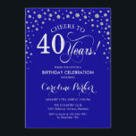 40:e födelsedagsinbjudan - Silver Royal Blue Inbjudningar<br><div class="desc">40:e födelsedagsinbjudan. Elegantens utformning med faux glitter silver och royal blue. Skål till 40 år! Berätta om du behöver anpassa dig ytterligare.</div>