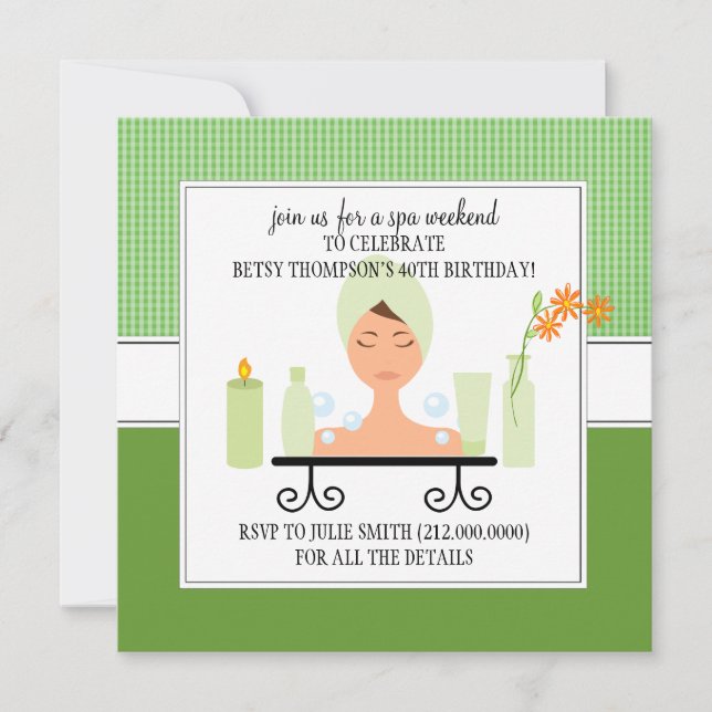 40:e födelsedagsinbjudan Spa Helg Getaway Inbjudningar (Framsida)