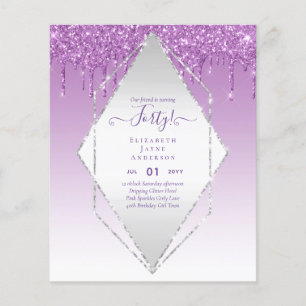 40:e födelsedagsinbjudan till HER Girly Glamor Gli Flygblad