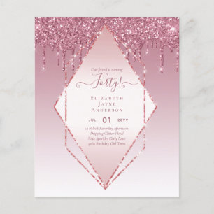 40:e födelsedagsinbjudan till HER Girly Glamor Gli Flygblad