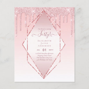 40:e födelsedagsinbjudan till HER Girly Glamor Gli Flygblad