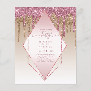 40:e födelsedagsinbjudan till HER Girly Glamor Gli Flygblad