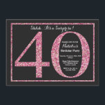 40:e födelsedagsinbjudan till Rosa Glitter Inbjudningar<br><div class="desc">Överraskad 40:e födelsedagsinbjudan. Svarta och Rosa Glitter Födelsedagsfest Inbjudan med bakgrunden till kritan. Överraskad födelsedag. Vuxen födelsedag. Manar eller Kvinnor Bday Bash Party.
Om du vill göra ytterligare anpassningar klickar du på knappen Anpassa och användor verktygen som är utformat för att ändra mallen.</div>