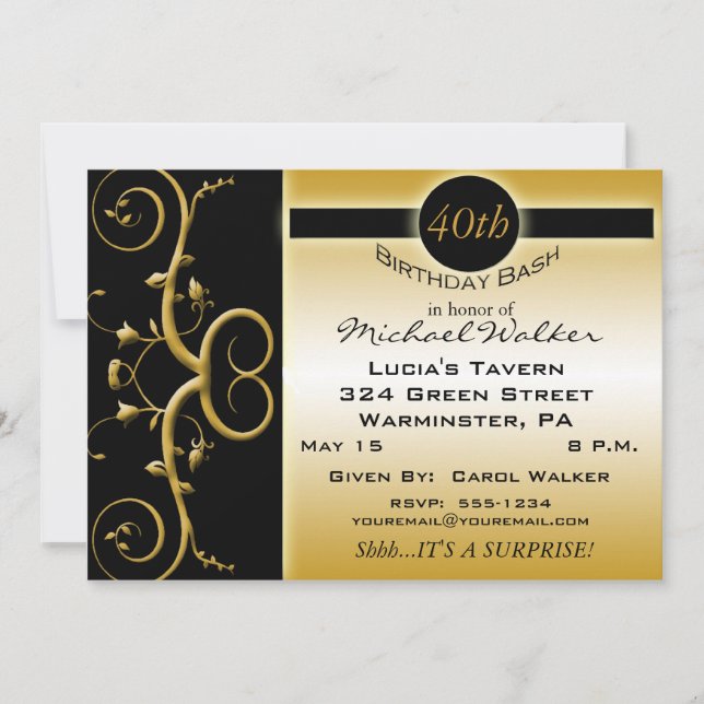 40:e födelsedagsinbjudningar inbjudningar (Framsida)