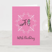 40:e födelsedagskortet, kvinnor, skor i Rosa