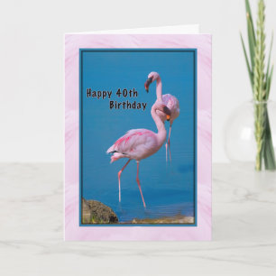 40:e födelsedagskortet med Rosa Flamingo Kort