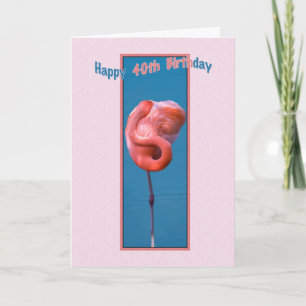 40:e födelsedagskortet med Twisted Rosa Flamingo Kort