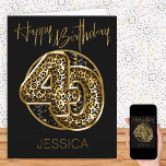40:e födelsedagsleopard Skriv ut guldfetter Kort<br><div class="desc">Personlig 40 födelsedagskort med fotopiloner i svart och guld. Trendigets leopardballonger är inramade med svart och guld konetti och Grattis på födelsedagen är handskrivet i guld. Mallen är ett redo för dig att anpassa kortets framsida och lägga till ett meddelande inuti - eller så kan du lämna insidan tom om...</div>