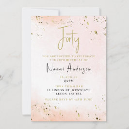 40:e födelsedagspartiets Rosa Inbjudningar