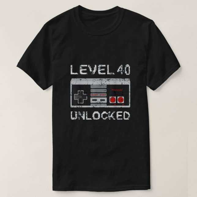 40:e födelsedagspresent för hans nivå 40 olåst t shirt (Design framsida)