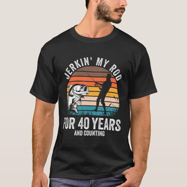 40:e födelsedagspresent till Fiskare i Manar Finny T Shirt (Framsida)