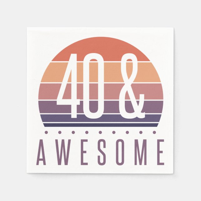 40:e födelsedagspressen Retro Sunset Pappersservett (Framsidan)