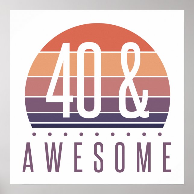 40:e födelsedagspressen Retro Sunset Poster (Framsidan)