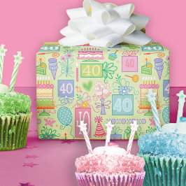 40:e födelsedagstidningen Blommigt Kakablegeringar Presentpapper