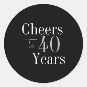 40:e födelsedagstjuren 40 år Black Silver Party Runt Klistermärke