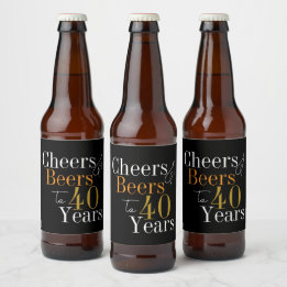 40:e födelsedagstjuren och Öl Black Guld Party Ölflaska Etikett