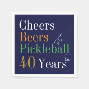 40:e födelsedagstjuren Pickleball Cheers Öl Blue Pappersservett