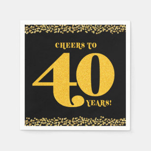 40:e födelsedagstjuren till 40 år Guld Glitter Pappersservett