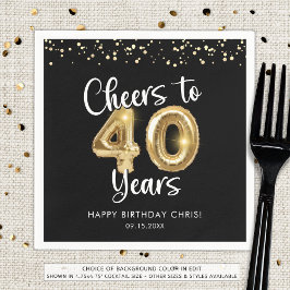 40:e födelsedagstjuren till 40 års Black Guld Pappersservett