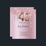 40:e glitter-ballongen i ro<br><div class="desc">40-årsdagen för silver glitter inbjuden en modern,  snyggt och glamorös inbjudan till 40-årsdagen för party. En faux ro-tittar bakgrund,  dekorerad med glitter-damm. Anpassa och lägg till ditt namn och information om party. Nummer 40 skrivs med ett stil-teckensnitt med ballong,  skript på framsidan.</div>