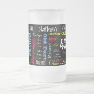 40:e Grattis på födelsedagen i Graffiti Stil Frostat Ölglas