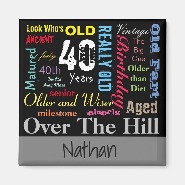 40:e Grattis på födelsedagen i Graffiti Stil Magnet (Framsidan)