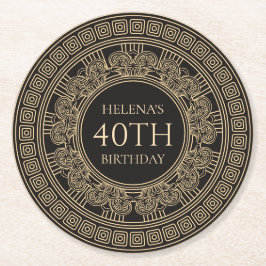 40:e grekiska födelsedag med anpassade färger underlägg papper rund